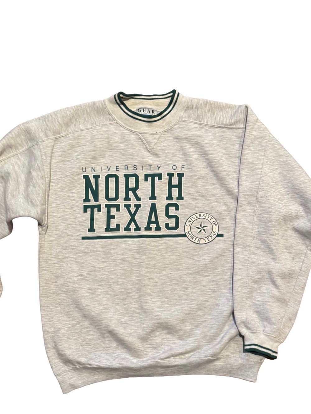 Gear For Sports University of North Texas Gray Crewneck with Green Print
